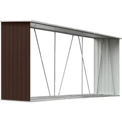 vidaXL brændeskur til haven 330x84x152 cm galvaniseret stål brun