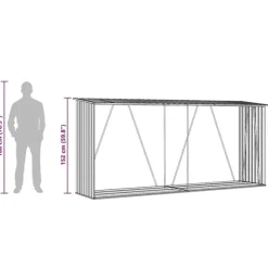 vidaXL brændeskur til haven 330x84x152 cm galvaniseret stål brun