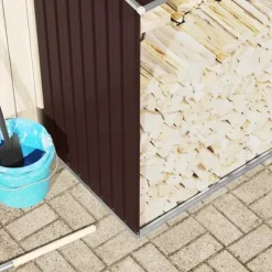 vidaXL brændeskur til haven 330x84x152 cm galvaniseret stål brun