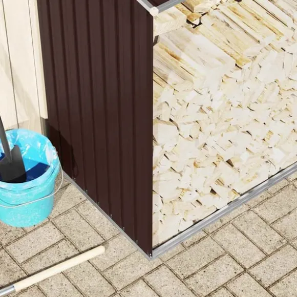 vidaXL brændeskur til haven 330x84x152 cm galvaniseret stål brun