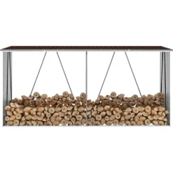 vidaXL brændeskur til haven 330x84x152 cm galvaniseret stål brun