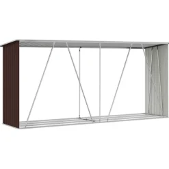 vidaXL brændeskur til haven 330x84x152 cm galvaniseret stål brun