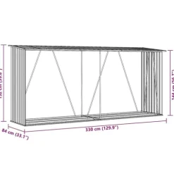 vidaXL brændeskur til haven 330x84x152 cm galvaniseret stål brun