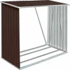 vidaXL brændeskur til haven 163x83x154 cm galvaniseret stål brun