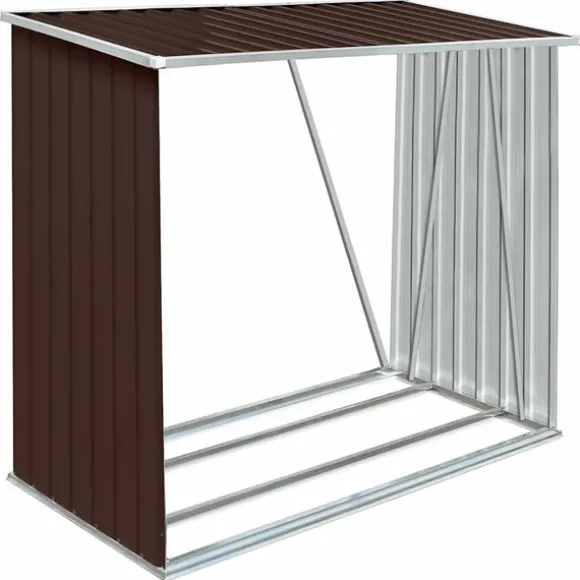 vidaXL brændeskur til haven 163x83x154 cm galvaniseret stål brun