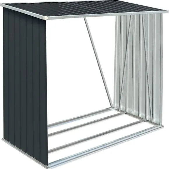 vidaXL brændeskur til haven 163x83x154 cm galvaniseret stål antracitgrå