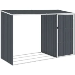 vidaXL brændeskur 245x98x159 cm galvaniseret stål antracitgrå - Skure & Redskabsskure