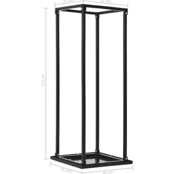 vidaXL brændestativ med bund 37 x 37 x 113 cm sort stål - Brændekurve