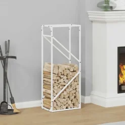 vidaXL brændestativ 40x25x100 cm koldvalset stål hvid