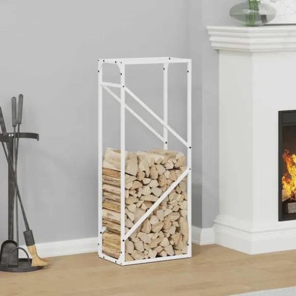 vidaXL brændestativ 40x25x100 cm koldvalset stål hvid