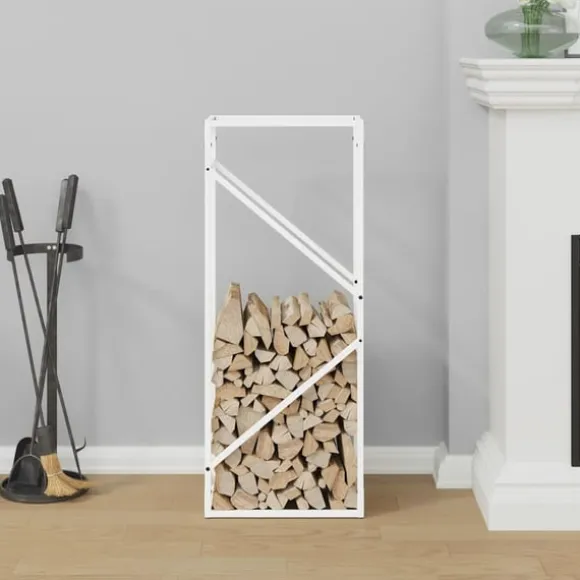 vidaXL brændestativ 40x25x100 cm koldvalset stål hvid