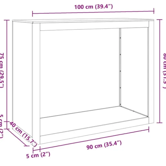 vidaXL brændestativ 100x40x80 cm stål sort