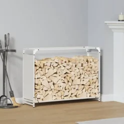 vidaXL brændestativ 90x28x65 cm koldvalset stål hvid