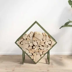 vidaXL brændestativ 60x25x60 cm koldvalset stål olivengrøn
