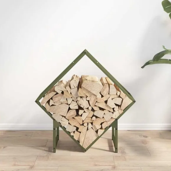 vidaXL brændestativ 60x25x60 cm koldvalset stål olivengrøn