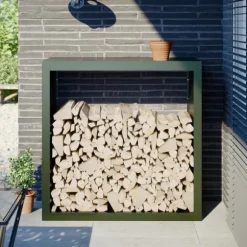 vidaXL brændestativ 100x40x100 cm stål grøn