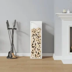 vidaXL brændestativ 25x25x80 cm koldvalset stål hvid