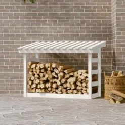 vidaXL brændestativ 108x64,5x78 cm massivt fyrretræ hvid - Brændekurve – tilbehør