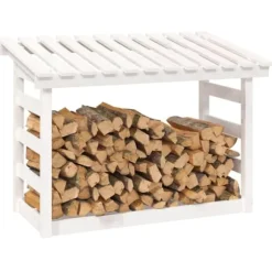 vidaXL brændestativ 108x64,5x78 cm massivt fyrretræ hvid - Brændekurve – tilbehør