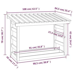 vidaXL brændestativ 108x64,5x78 cm massivt fyrretræ hvid - Brændekurve – tilbehør