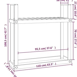 vidaXL brændestativ 1110x35x108,5 cm massivt douglasgran - Brændekurve – tilbehør