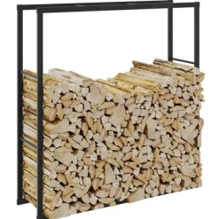 vidaXL brændestativ 110x30x116 cm stål sort
