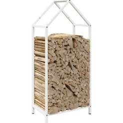 vidaXL brændestativ 40x25x90 cm koldvalset stål hvid
