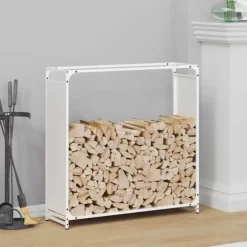 vidaXL brændestativ 90x28x90 cm koldvalset stål hvid