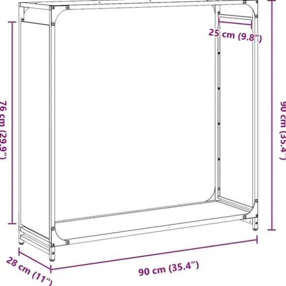 vidaXL brændestativ 90x28x90 cm koldvalset stål hvid