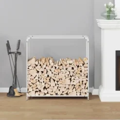 vidaXL brændestativ 90x28x90 cm koldvalset stål hvid