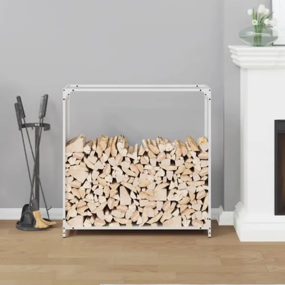 vidaXL brændestativ 90x28x90 cm koldvalset stål hvid