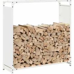 vidaXL brændestativ 90x28x90 cm koldvalset stål hvid