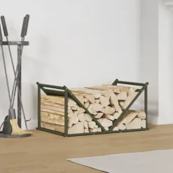 vidaXL brændestativ 70x43x34,5 cm koldvalset stål olivengrøn