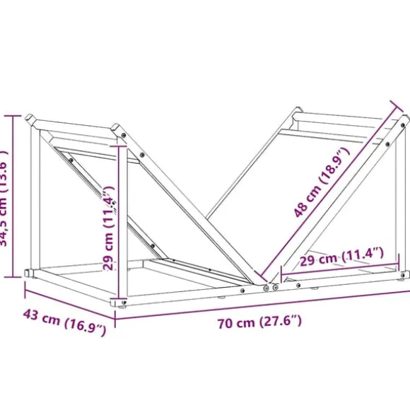 vidaXL brændestativ 70x43x34,5 cm koldvalset stål olivengrøn