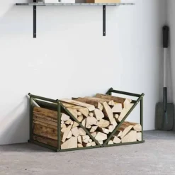 vidaXL brændestativ 70x43x34,5 cm koldvalset stål olivengrøn