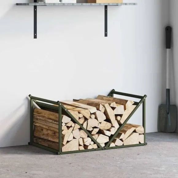 vidaXL brændestativ 70x43x34,5 cm koldvalset stål olivengrøn