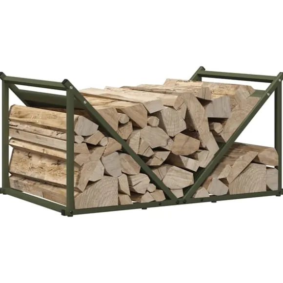 vidaXL brændestativ 70x43x34,5 cm koldvalset stål olivengrøn