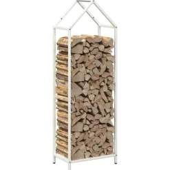 vidaXL brændestativ 40x25x120 cm koldvalset stål hvid