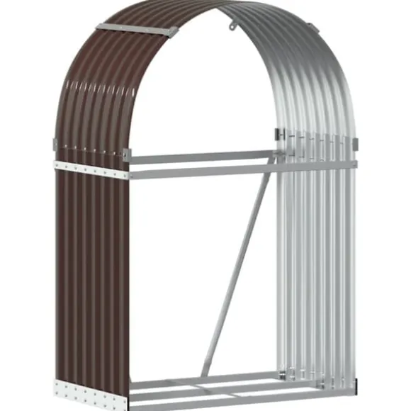 vidaXL brændestativ 80x45x120 cm galvaniseret stål brun - Brændekurve