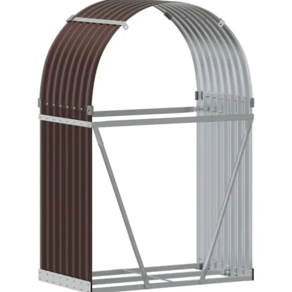 vidaXL brændestativ 80x45x120 cm galvaniseret stål brun - Brændekurve