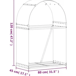 vidaXL brændestativ 80x45x120 cm galvaniseret stål brun - Brændekurve