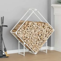 vidaXL brændestativ 100x25x100 cm koldvalset stål hvid
