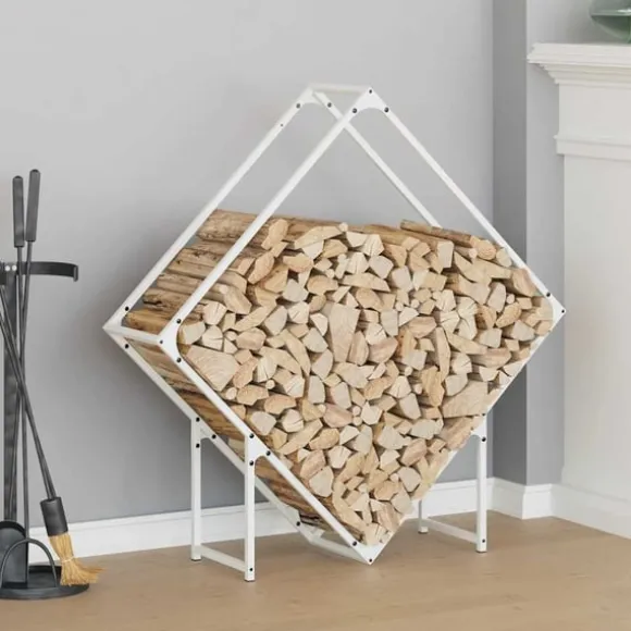vidaXL brændestativ 100x25x100 cm koldvalset stål hvid