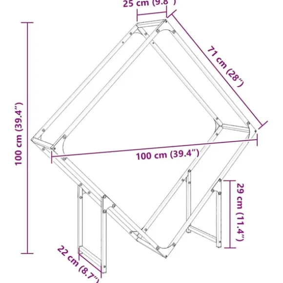 vidaXL brændestativ 100x25x100 cm koldvalset stål hvid