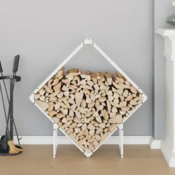 vidaXL brændestativ 100x25x100 cm koldvalset stål hvid