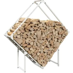 vidaXL brændestativ 100x25x100 cm koldvalset stål hvid