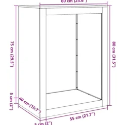 vidaXL brændestativ 60x40x80 cm rustfrit stål
