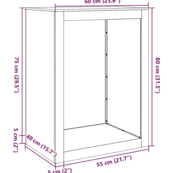 vidaXL brændestativ 60x40x80 cm rustfrit stål