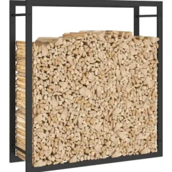 vidaXL brændestativ 80x28x86 cm stål matsort - Brændekurve