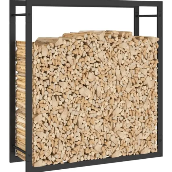 vidaXL brændestativ 80x28x86 cm stål matsort - Brændekurve